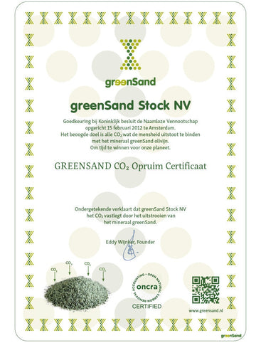 greenSand CO2 opruimcertificaat
